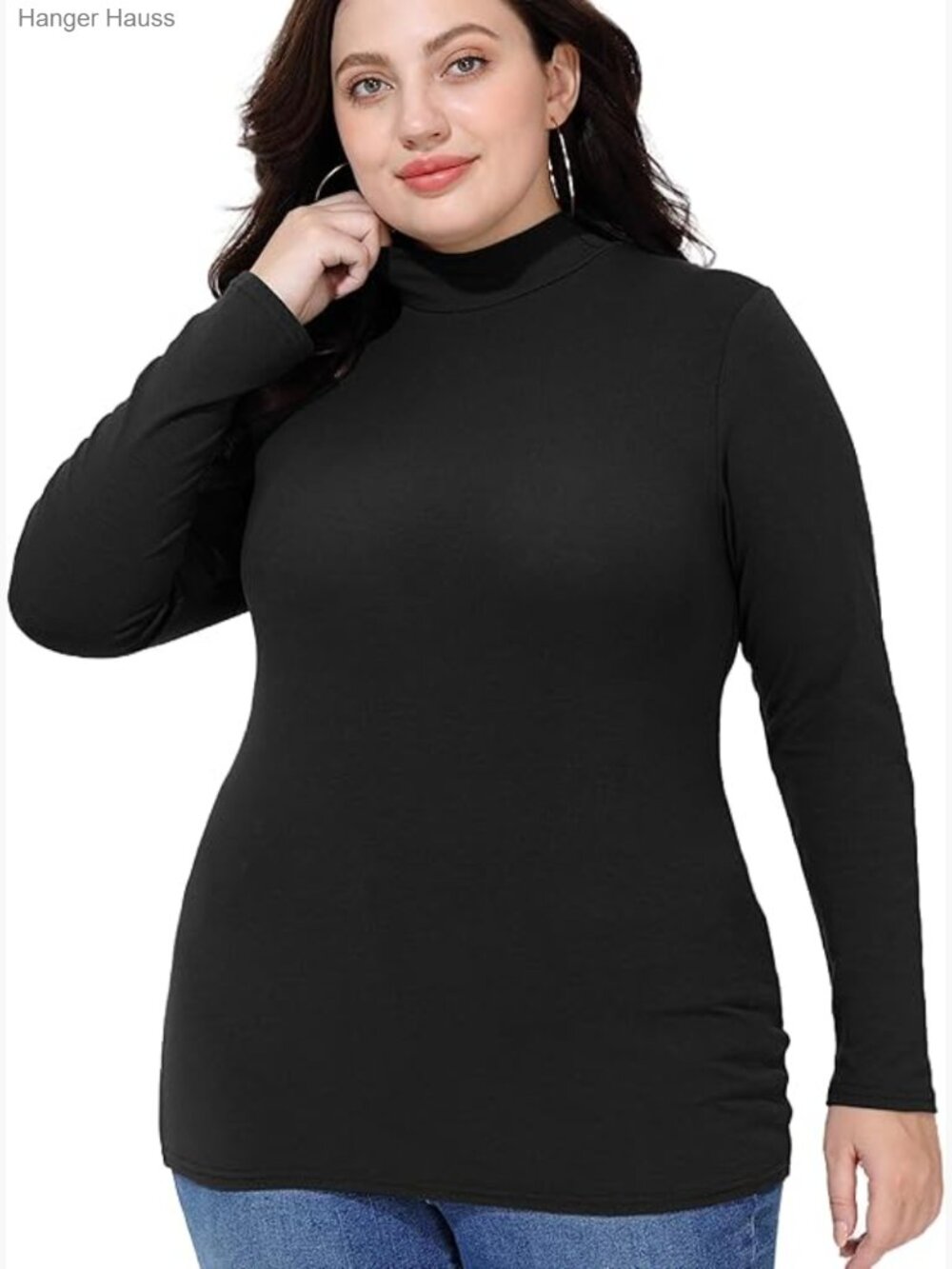 Plus Size Mock Turtleneck Thermal Top Long Sleeve Base Layer Slim Fit